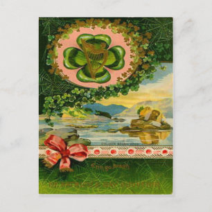Carte Postale Trèfle à quatre feuilles vintage Saint-Patrick