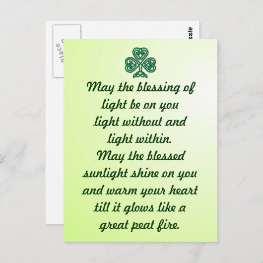 carte postale trèfle bénédiction celtique (Devant / Derrière)