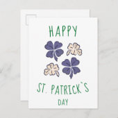 Carte Postale Trèfle Chanceux Joyeux St. Patrick (Devant / Derrière)