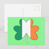 Carte Postale Trèfle de couleur du drapeau irlandais (Devant / Derrière)