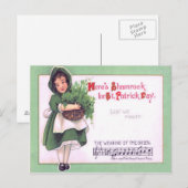 Carte Postale Trèfle de fille Porter du Vert (Devant / Derrière)