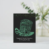 Carte Postale Trèfle Pailleté Leprechaun | Saint-Patrick (Debout devant)
