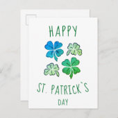 Carte Postale Trèfle Shamrock vert Joyeuse St. Patrick  (Devant / Derrière)