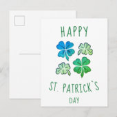 Carte Postale Trèfle Shamrock Vert Joyeux St. Patrick  (Devant / Derrière)