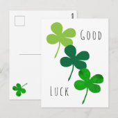 Carte Postale Trèfles verts Bonne Chance (Devant / Derrière)