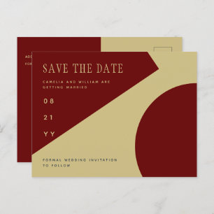 Carte Postale Trending Burgundy Gold Wedding ENREGISTRER LA DATE