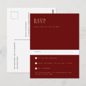 Carte Postale Trending Modern Bourgogne Gold Wedding RSVP Postca (Devant / Derrière)