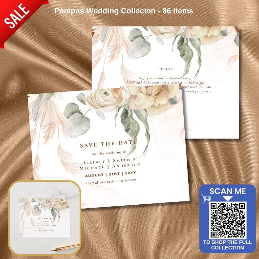 Carte Postale Trending Terracotta Pampas Grass Mariage