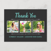 Carte Postale Trendy 3 Photo Collage Merci de graduation (Devant)