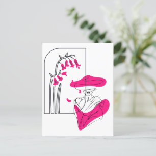 Carte Postale Trendy floral noir et rose