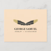 Carte Postale Trendy Gold Dipped Boho Feather Designer Pink  (Devant)