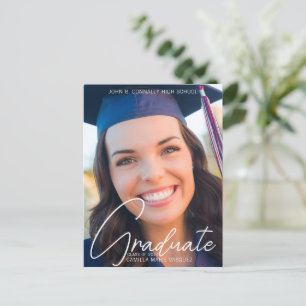 Carte Postale Trendy Graduation Photo White Script Overlay