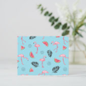 Carte Postale Trendy Tropical Flamingo & Watermelon Pattern (Debout devant)