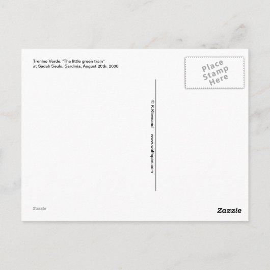 Carte Postale Trenino Verde, le peu train vert, Sardaigne (Dos)