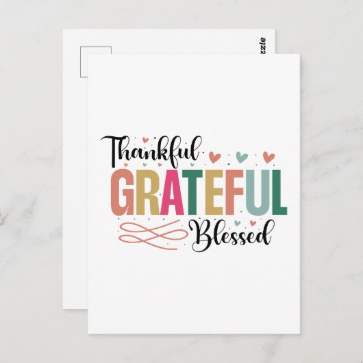 Carte Postale Très reconnaissant et reconnaissant l'art des mots (Devant / Derrière)