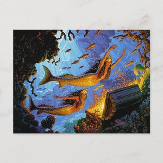 Carte Postale Trésor de sirènes d'or (Devant)