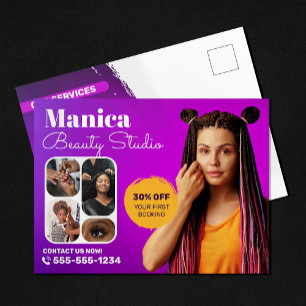 Carte Postale Tresses Africaines Salon de Beauté Ongles Maquilla