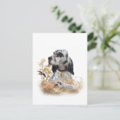 Carte Postale Tri Couleur Anglais Setter Art, chasse en bois (Debout devant)