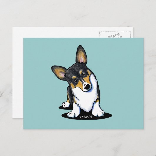 Carte postale Tri Curious Corgi (Devant / Derrière)