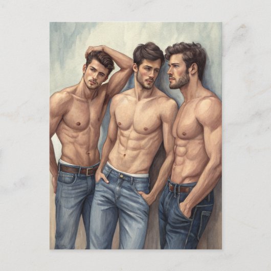 Carte Postale Triad of Desire: Modern Watercolor Realism (Devant)