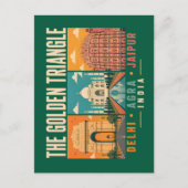 Carte Postale Triangle d'or Illustration Vintage Inde (Devant)