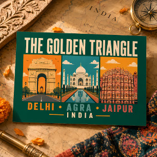 Carte Postale Triangle d'or Illustration Vintage Inde
