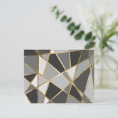 Carte Postale Triangles d'or Geo moderne noir et gris (Debout devant)