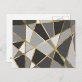 Carte Postale Triangles d'or Geo moderne noir et gris (Devant / Derrière)
