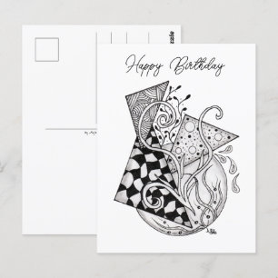 Carte Postale Triangles floraux, dessin enchevêtré -