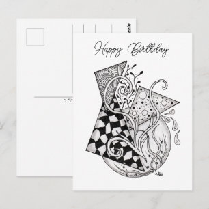 Carte Postale Triangles floraux, dessin enchevêtré -