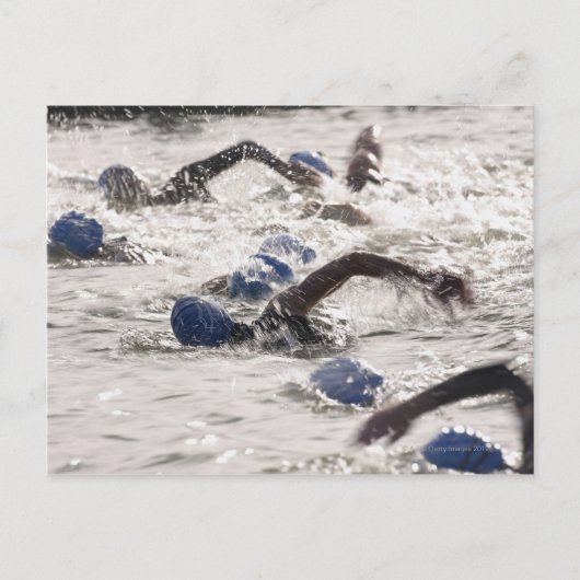 Carte Postale Triathlètes en compétition dans la jambe de nage d (Devant)