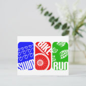 Carte Postale Triathlon Blocs de couleurs TRI (Debout devant)