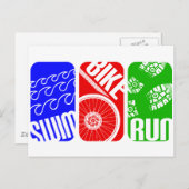 Carte Postale Triathlon Blocs de couleurs TRI (Devant / Derrière)