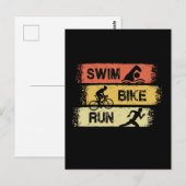 Carte Postale Triathlon - Course à vélo de natation (Devant / Derrière)