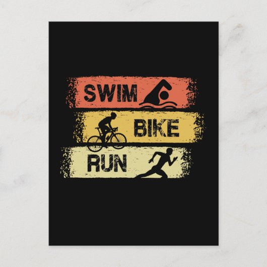 Carte Postale Triathlon - Course à vélo de natation (Devant)