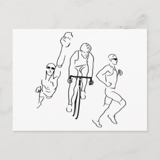 Carte Postale Triathlon de course à vélo de natation