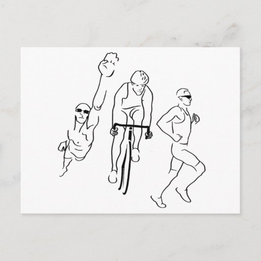 Carte Postale Triathlon de course à vélo de natation (Devant)