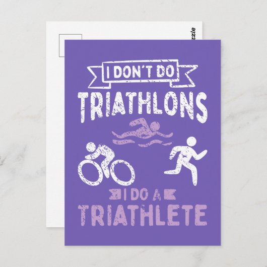 Carte Postale Triathlon Funny (Devant / Derrière)