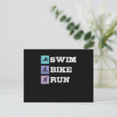 Carte Postale Triathlon Swim Bike Run (Debout devant)
