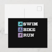Carte Postale Triathlon Swim Bike Run (Devant / Derrière)