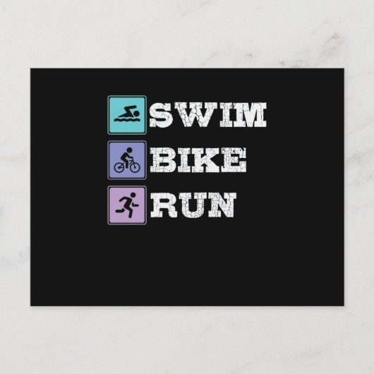 Carte Postale Triathlon Swim Bike Run (Devant)
