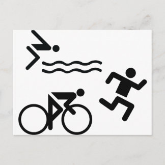 Carte Postale Triatholon - course à vélo nage