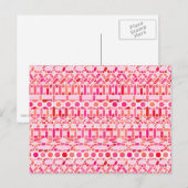 Carte Postale Tribal Batik - nuances de rose et de corail (Devant / Derrière)