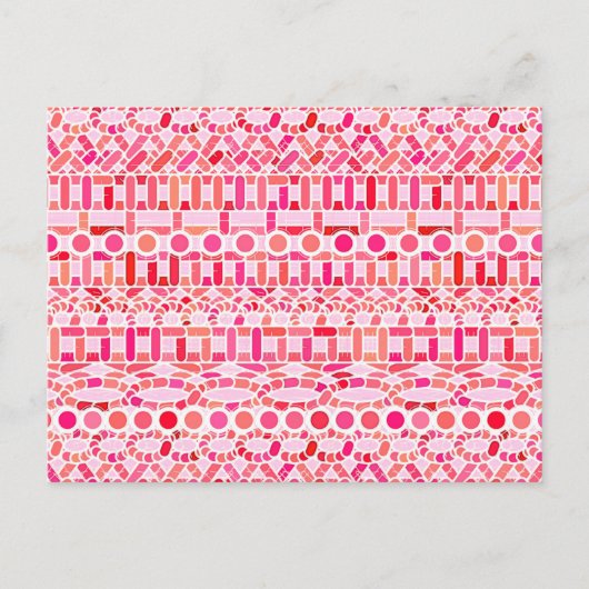Carte Postale Tribal Batik - nuances de rose et de corail (Devant)