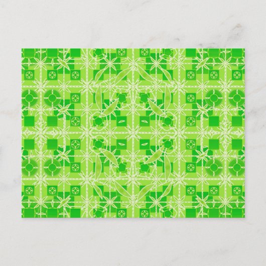 Carte Postale Tribal Batik - nuances vert citron (Devant)