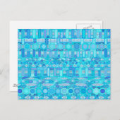 Carte Postale Tribal Batik - tons bleus (Devant / Derrière)