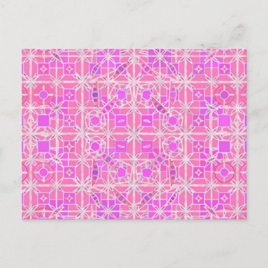 Carte Postale Tribal Batik - tons roses et orchidées (Devant)