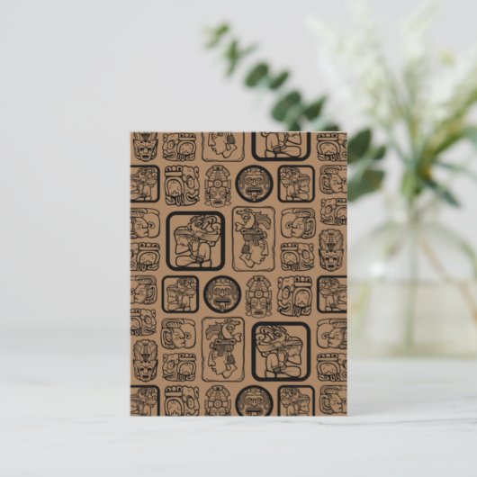 Carte Postale Tribal MAYA ancien masque motif 1 (Debout devant)