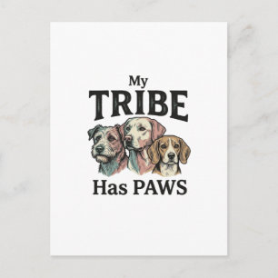 Carte Postale Tribu de chiens a des pattes dessin de gravure vin