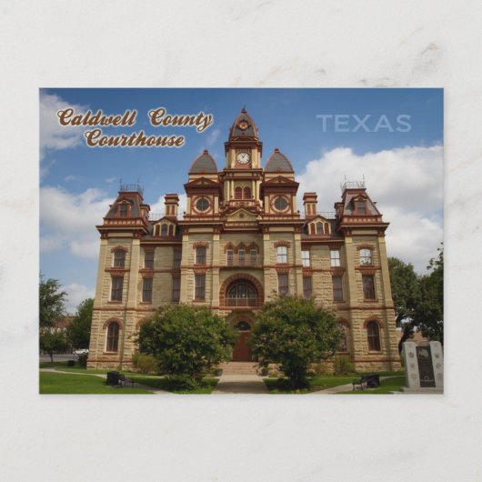 Carte Postale Tribunal du comté de Caldwell, Lockhart, Texas (Devant)